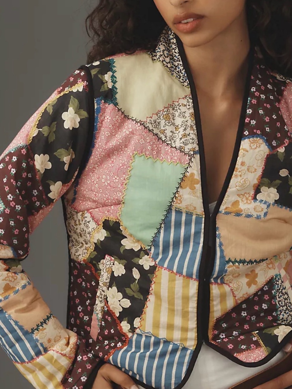 Patchwork Bomber Jacket in Multi-Color - Picture 2 of 3